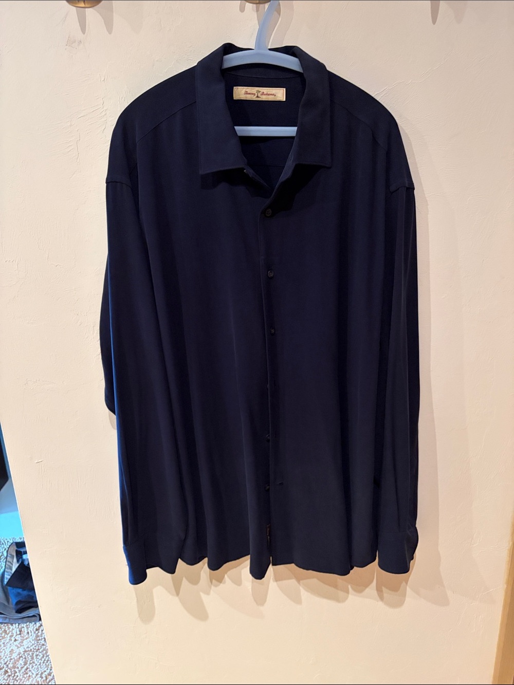 Tommy Bahama Navy Silk-Like Long Sleeve Button-Down Shirt